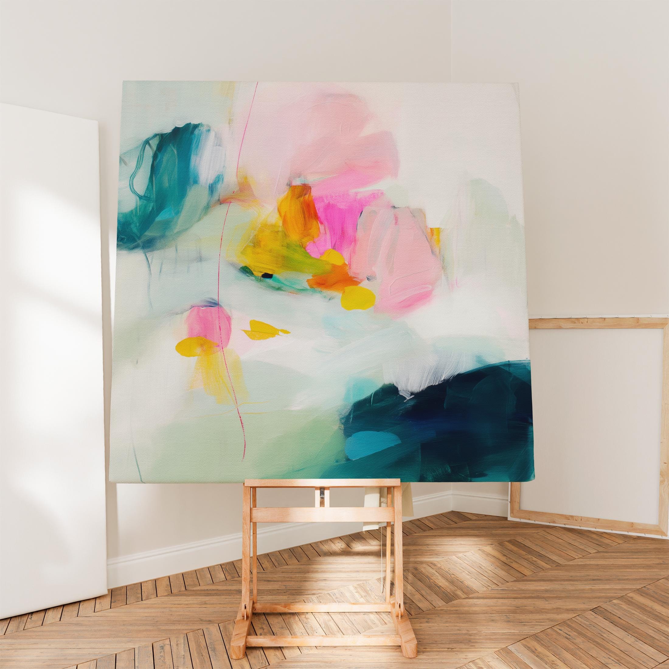 Large Abstract Canvas Wall Art, Minimalist Painting, Colorful Fluid Art Print, Modern Living Room Decor • 454 Muse Studio & Co.
