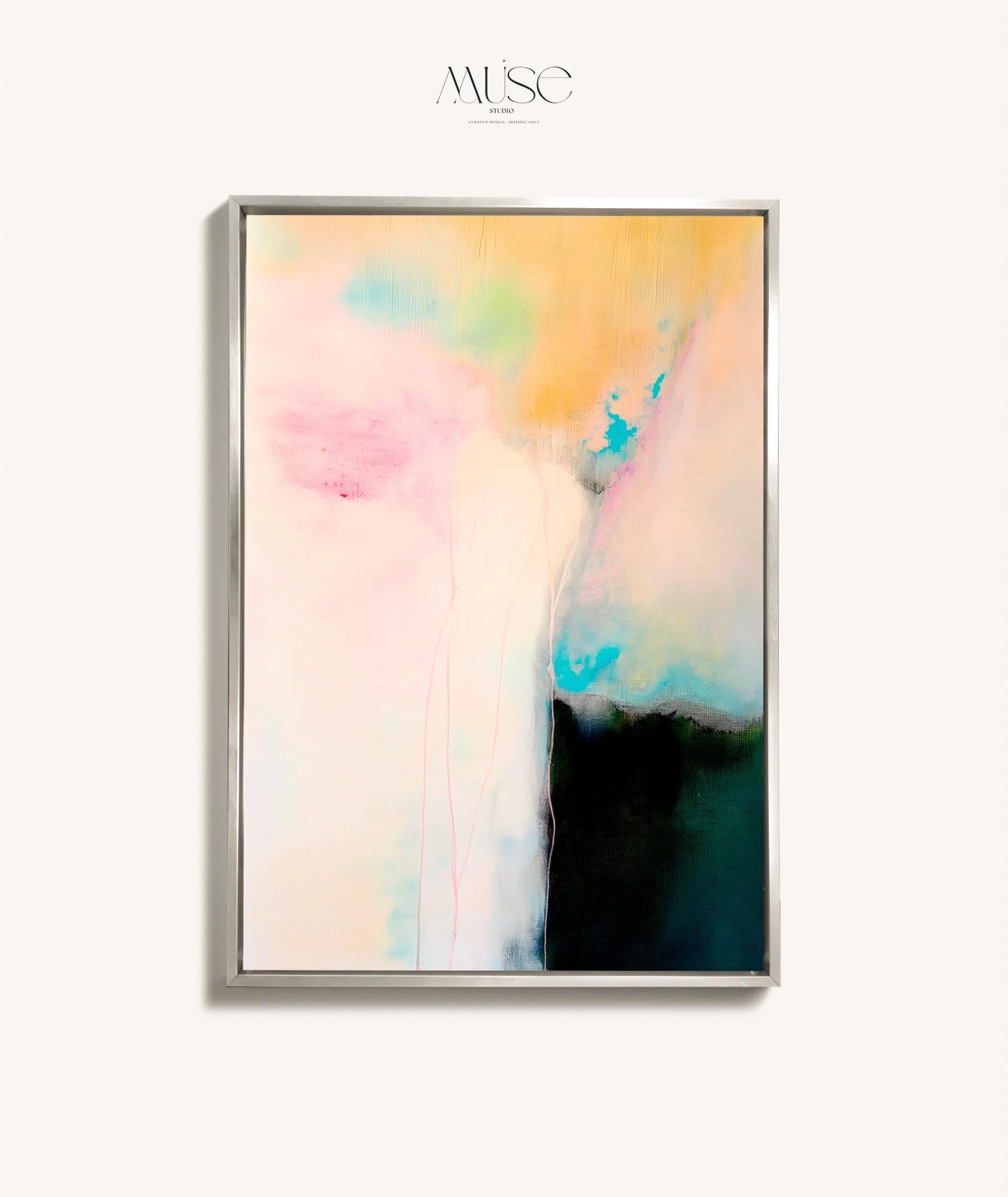 Framed Abstract Canvas Wall Art · Soft Beige Blue Modern Artwork · Muse Studio · Summer Sonata No. 1065