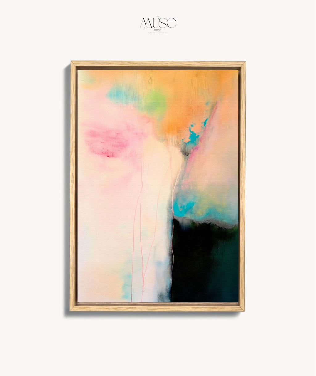 Framed Abstract Canvas Wall Art · Soft Beige Blue Modern Artwork · Muse Studio · Summer Sonata No. 1065