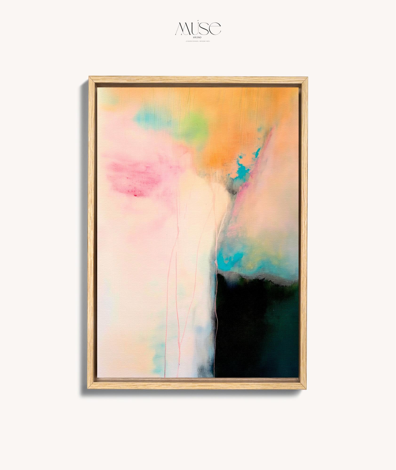 Framed Abstract Canvas Wall Art · Soft Beige Blue Modern Artwork · Muse Studio · Summer Sonata No. 1065