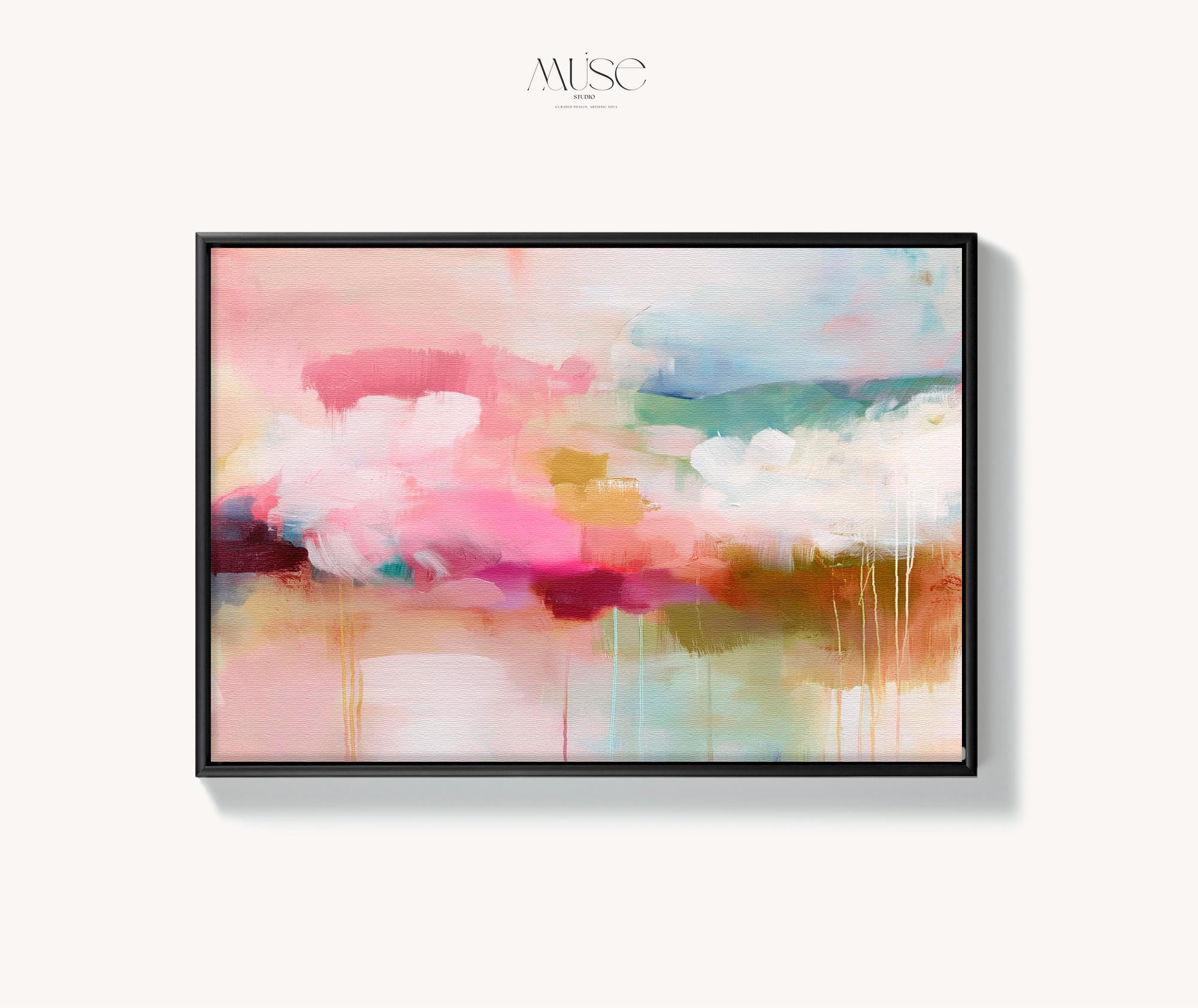 Muse Studio custom framing options include natural, white, black, antique gold, and silver premium wood float frames, each custom made to order to complement canvas wall art with a refined gallery-style finish.