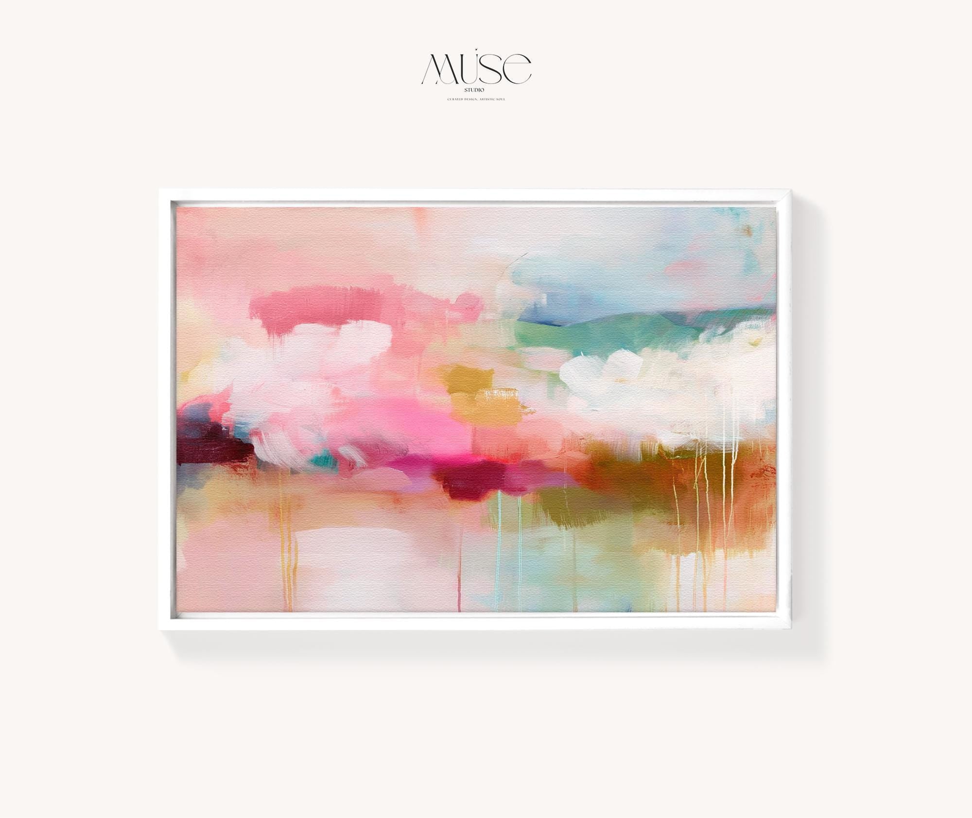 Muse Studio custom framing options include natural, white, black, antique gold, and silver premium wood float frames, each custom made to order to complement canvas wall art with a refined gallery-style finish.