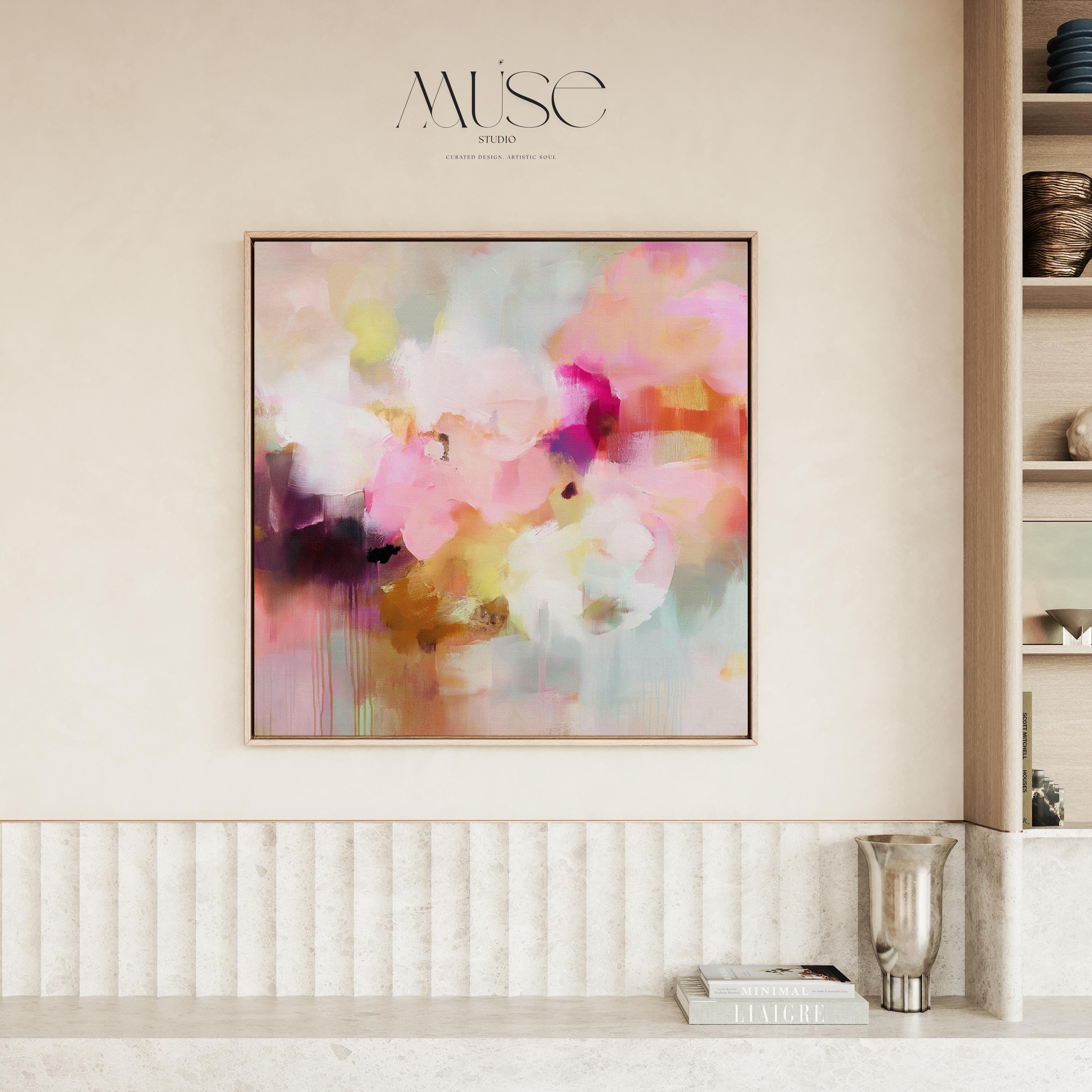 Large Pink Abstract painting, Boho Home Decor, colorful canvas, large abstract print, original canvas painting | Aurora Muse 290