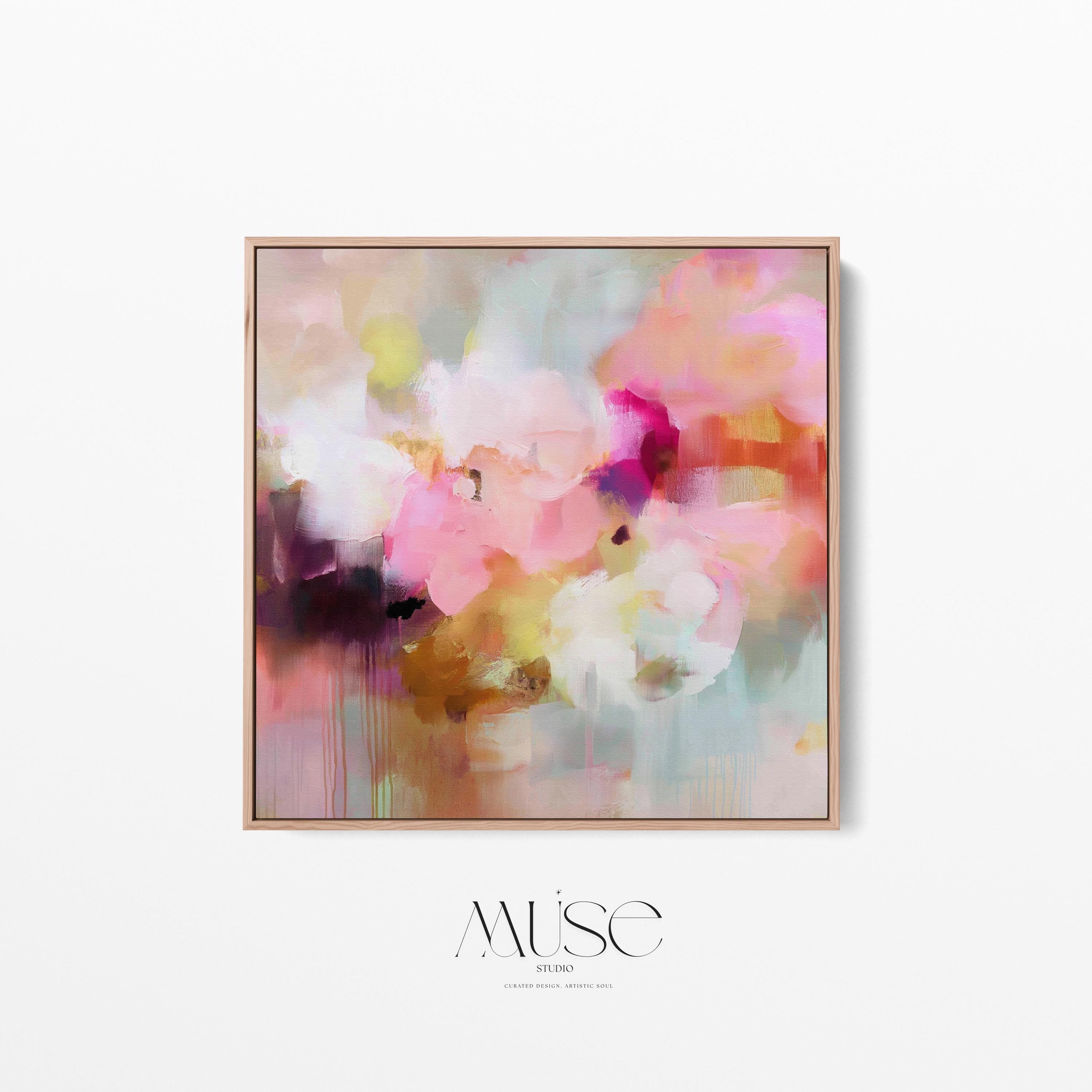 Large Pink Abstract painting, Boho Home Decor, colorful canvas, large abstract print, original canvas painting | Aurora Muse 290
