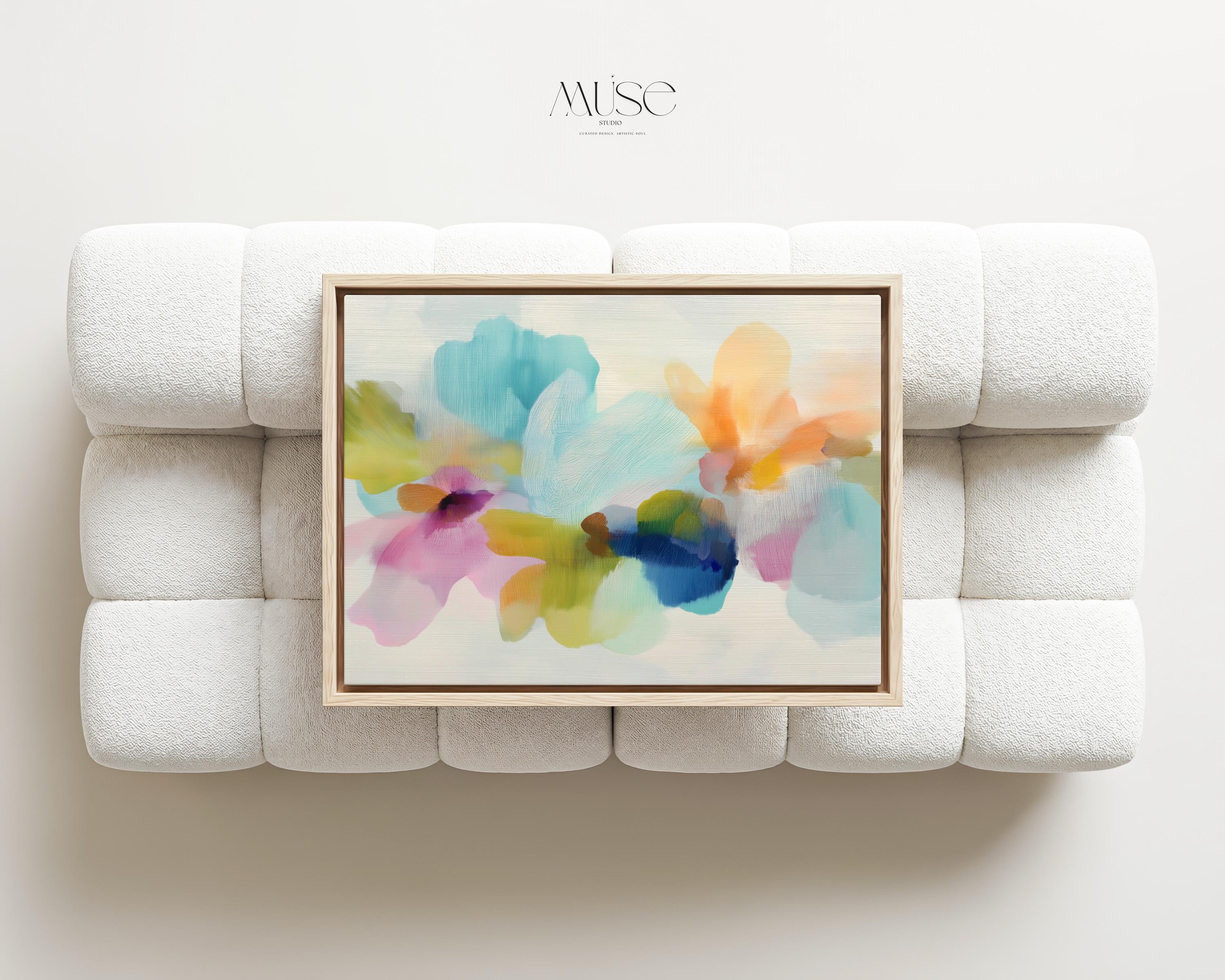 Pastel Botanical Canvas Art · Framed Canvas Wall Art · Minimal Floral Abstract · Muse Studio · Spring Veil 1081