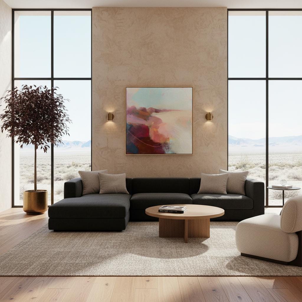 Desert Abstract Canvas Wall Art by Muse Studio • Soft Earth Tones in Blush Terracotta Cream • Nature-Inspired Warm Minimal Decor • MUSE 538