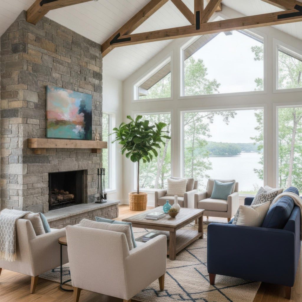 Abstract canvas wall art featuring sweeping teal, coral, and peach brushstrokes inspired by ocean light and coastal horizons. The horizontal composition radiates warmth and movement, ideal for living rooms or offices. Gallery-wrapped cotton canvas design offers a sleek, ready-to-hang presentation.