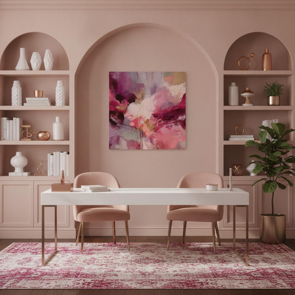 Canvas Wall Art by Muse Studio • Plum & Blush Abstract Painting • Soft Contemporary Coquette Bedroom Decor • Extra Large Art • 488