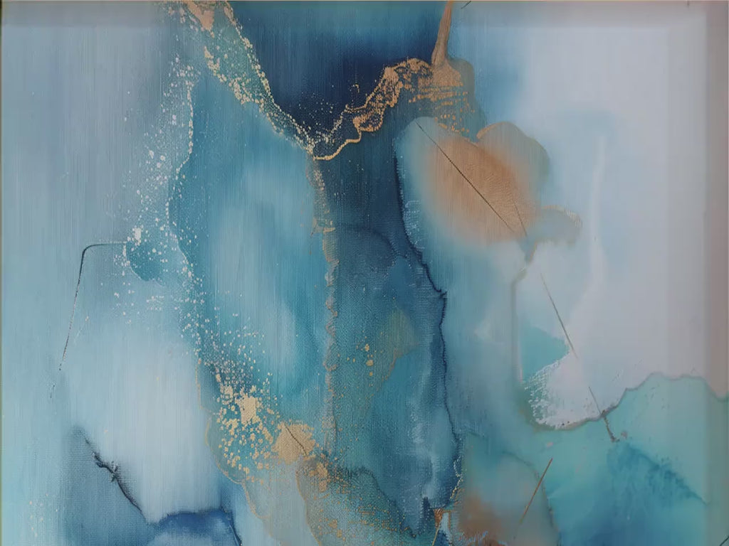 Coastal Blue Abstract Art Print, Framed Canvas Wall Decor, Summer Beach House Style, Light & Airy Giclée Painting | Aurora Muse 278
