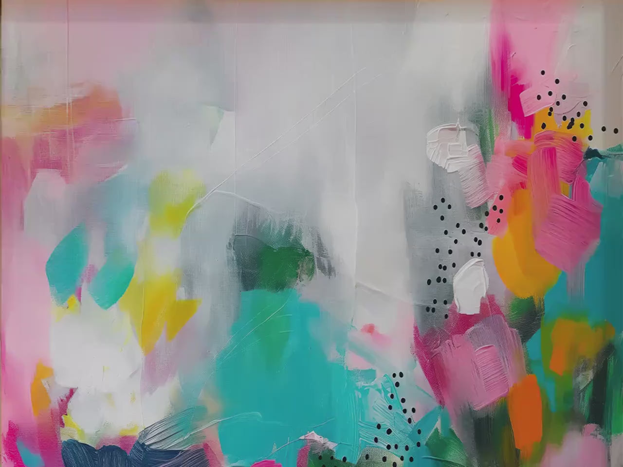 Framed Wall Art | Abstract Painting | Colorful Giclee Canvas Print | Pink & Multicolor | Decor for Living Room, Dorm Art | 255