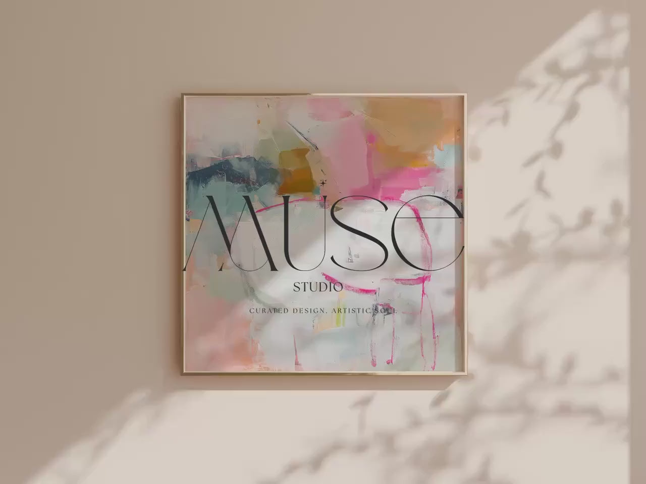 Bold Abstract Square Canvas Wall Art Pink Raspberry Blush Modern Painting Color Pop Boho Decor for Living Room Bedroom Eclectic Art – 572