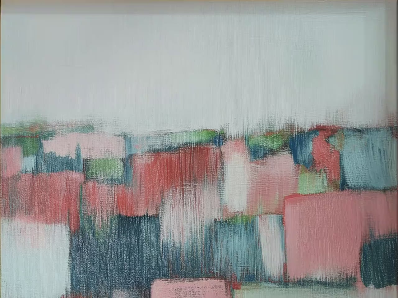 Vertical Abstract Wall Art · Green and Pink Farmhouse Style · Pasture Light by Muse Studio