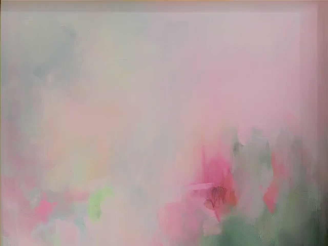 Blush Meadow · Vertical Abstract Wall Art · Soft Pastel Pink Magenta Green Palette · Contemporary Decor Style · by Muse Studio 386