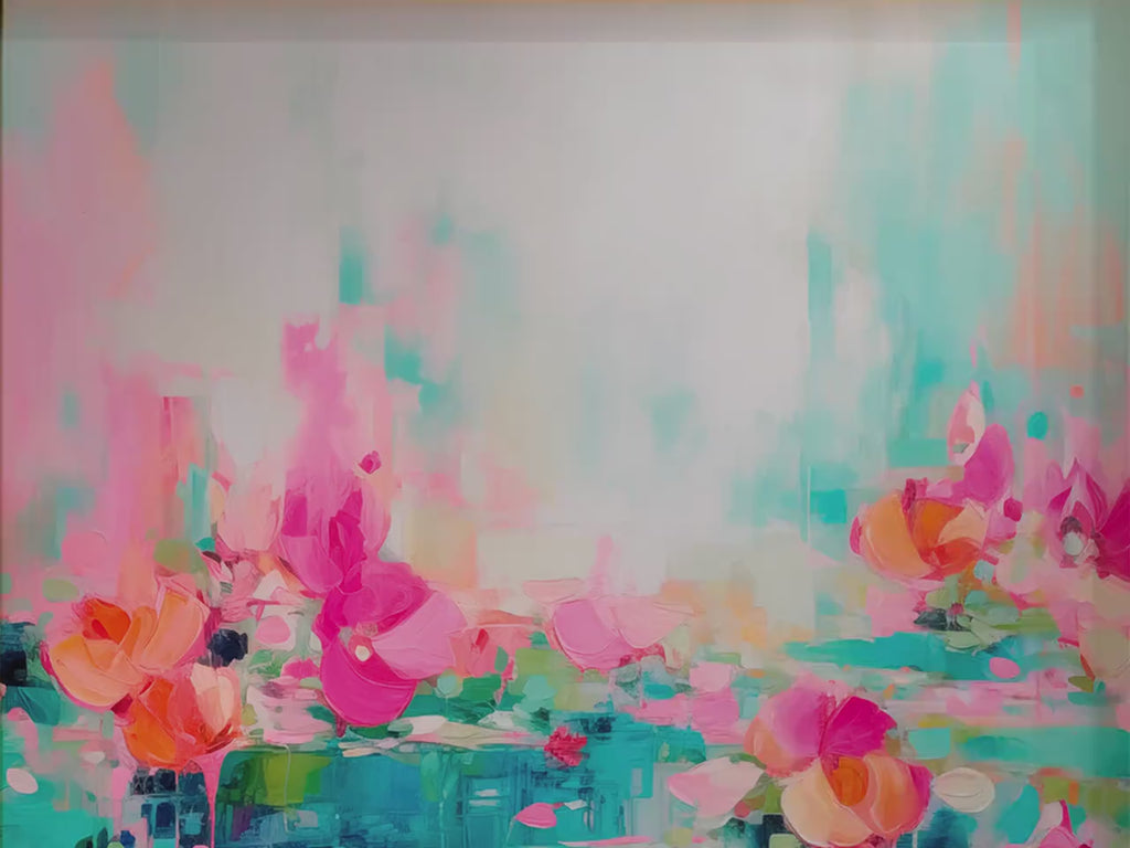 Framed Wall Art | Abstract Painting | Colorful Giclee Canvas Print | Large art Print, Gift for the Home, Pink Art | 001