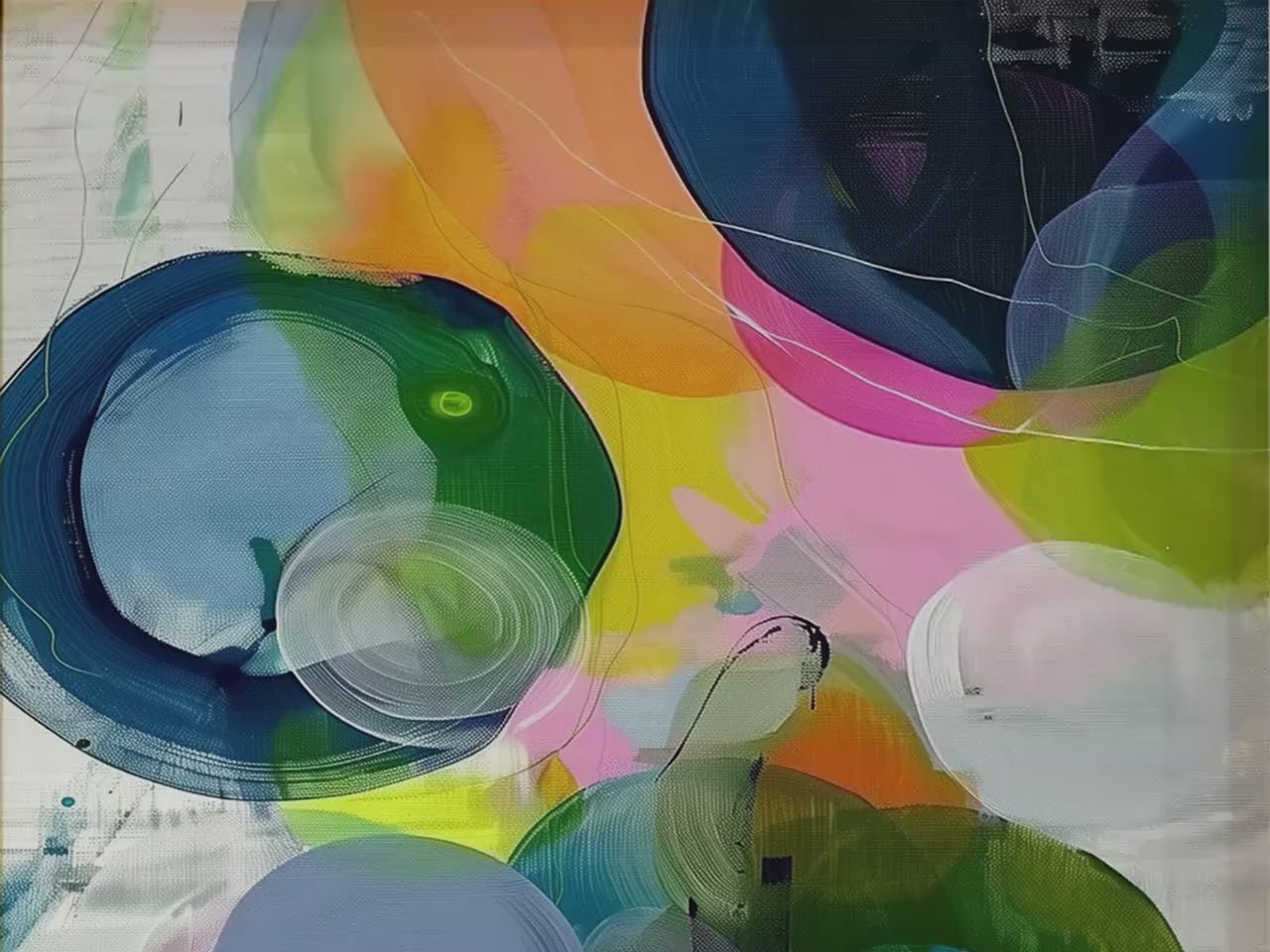 Chromatic Bloom · Vertical Abstract Wall Art · Colorful Pink Blue Yellow Palette · Vibrant Home Decor · by Muse Studio 328